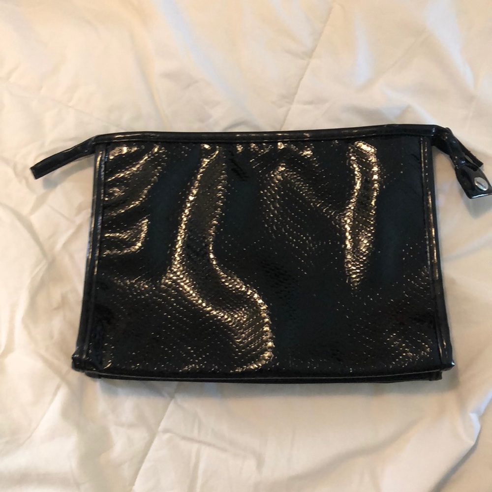 Lancôme black snakeskin makeup bag